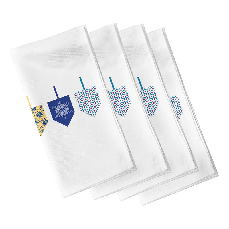 Serviette 22 po doodled dreidels, Blanc