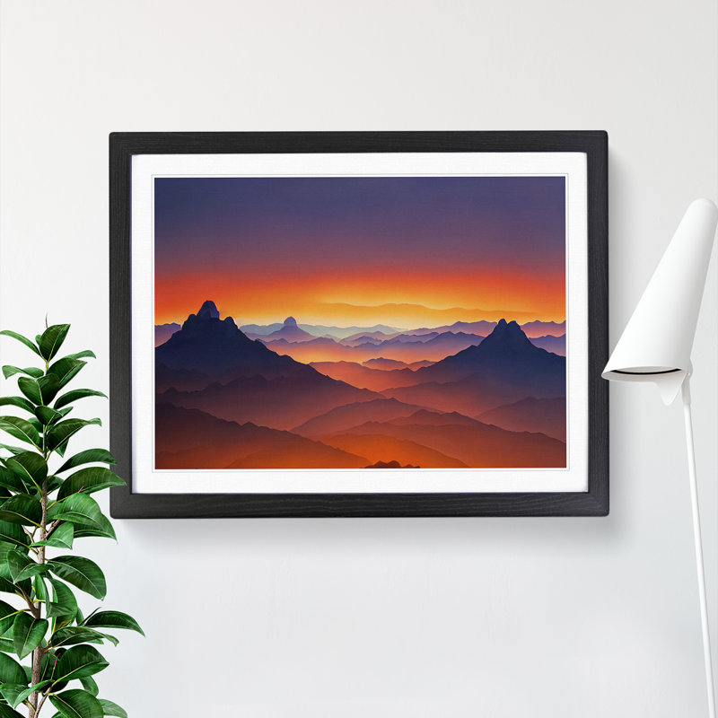 Urban Mountain Sunset - Framed Print, 25cm H x 34cm W x 2cm D, Black