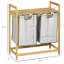 Double panier à linge avec cadre, 10,7 gallons chacun, améliore l'organisation du panier de salle de bain 2 sections, convient à diverses exigences