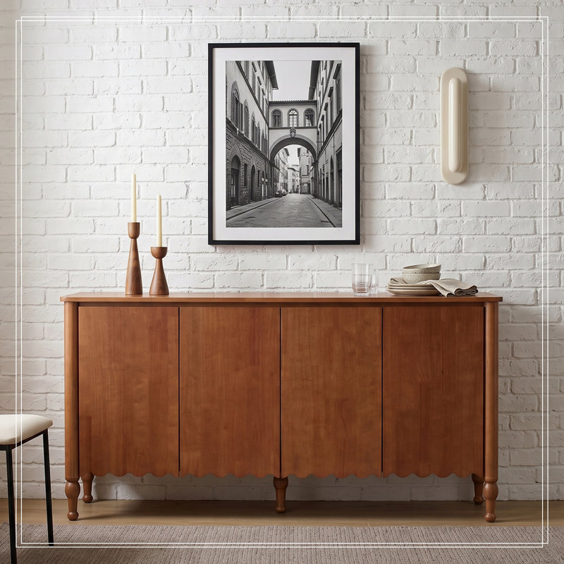 Sideboard Buffet Cabinet with 4 Doors and 2 Shelves