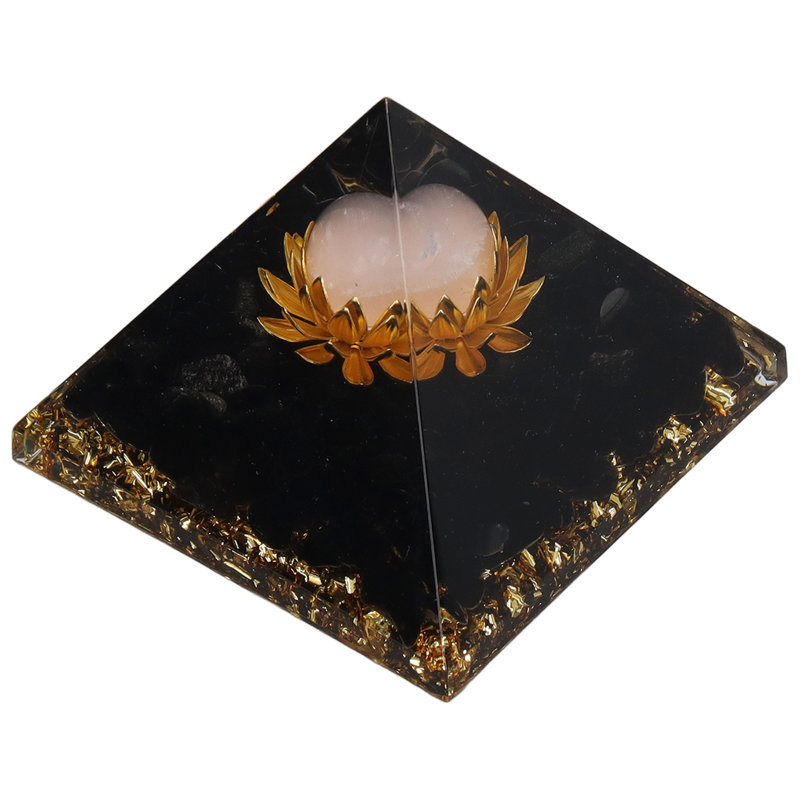Cristal pierre concassée pyramide goutte à goutte résine décorative pour ornements d'auto 22, Noir et or