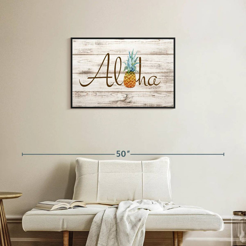 Aloha Pineapple, 31" X 21", Floating Frame Black