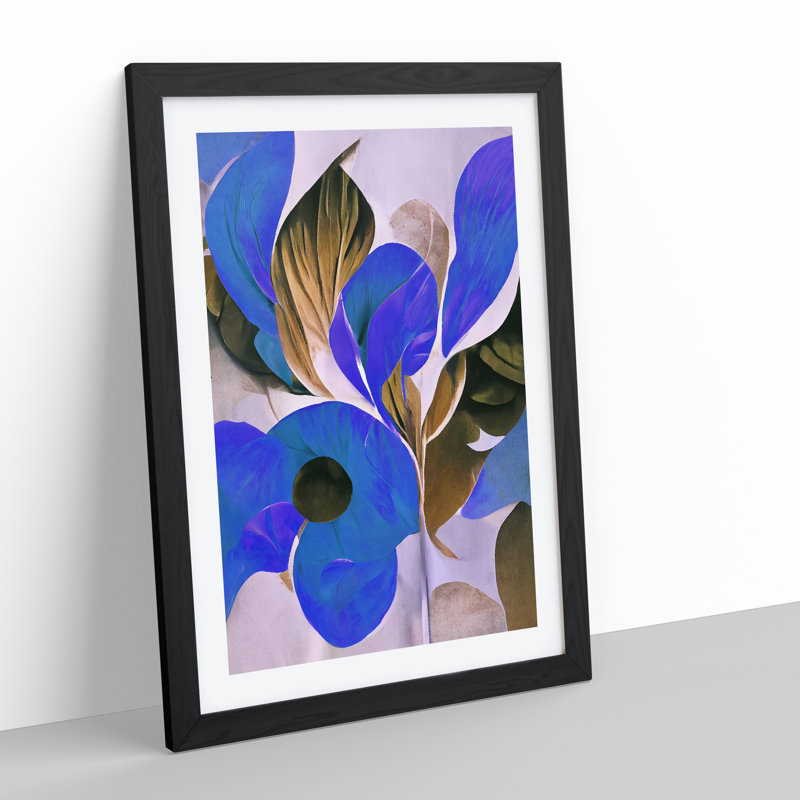Floral Abstract No.3 - Single Picture Frame Print, Black, 64cm H x 46cm W