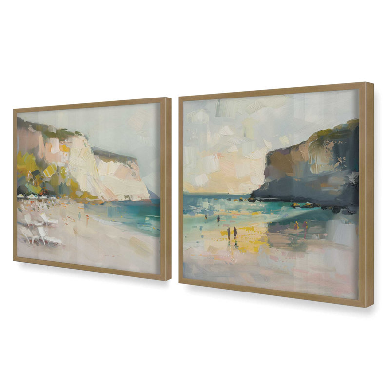 Ensemble de 2 pièces de sonate marine encadrée sur papier par Azure Artisanal Studio, Or brossé