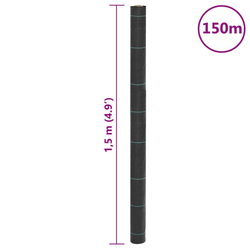  Weed Membrane Black 1.5X150 M PP, 15000cm W x 150cm D