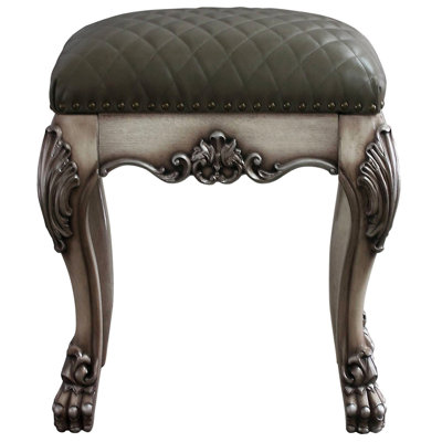 Chic And Sturdy Vanity Stool With Tufted Seat And Vintage-Inspired Legs, A Perfect Addition To Any Dressing Area.