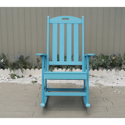 Chaise berçante de couleur bleu marine, adaptée à toutes les saisons: chaise longue d'extérieur, fabriquée en matériau robuste de type HIP, équipée d'accessoires en acier inoxydable 304