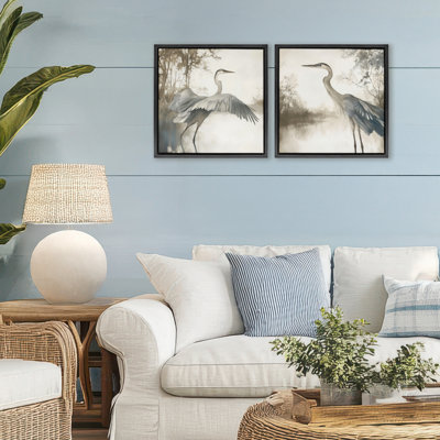 Ensemble de cadres flottants Heron Feathers Over Water 2pc, design par Mona Grace