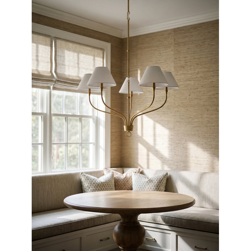 The Johanna Chandelier, Brass, 5 Lights, 23'' H x 40'' W x 40'' D