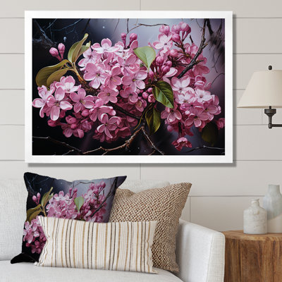 Noir, énigme, charme lilas rose sur toile