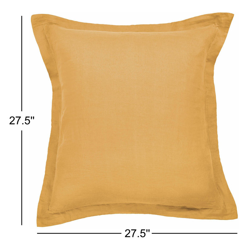 100% French Linen Flanged 26" X 26" Euro Sham, Honey