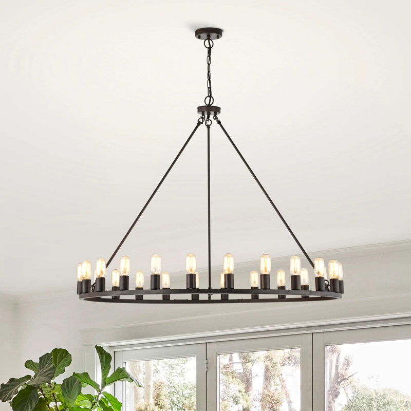 Hemple 24 - Light Dimmable Chandelier, Rustic Iron