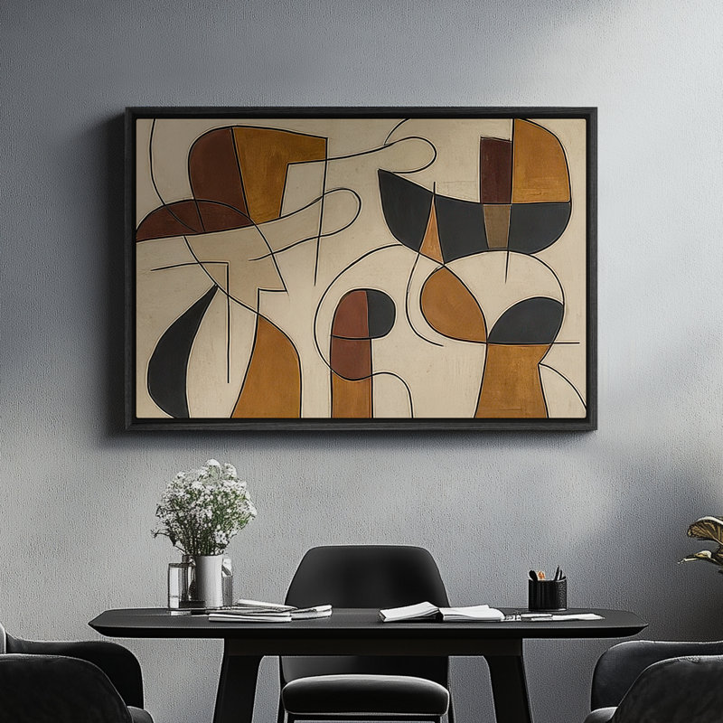 Art mural encadré, impressions murales abstraites rétro pour chambre à coucher - 24 po x 36 po, Noir