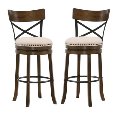 Tabouret de bar pivotant en bois massif de 19,5 po de largeur Hesser, ensemble de 2