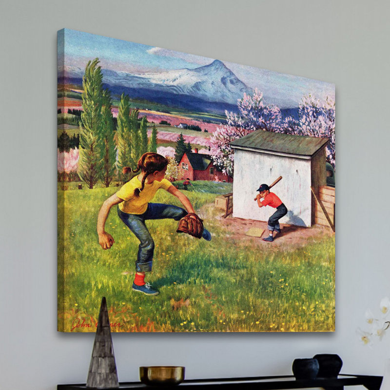 « oregon baseball » par john clymer, reproduction d’art sur toile tendue, H 48 po x l 48 po x P 1,5 po