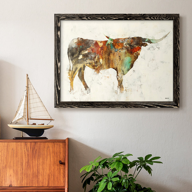 Longue corne - reproduction de cadre flottant sur toile, Noir, H 14 po x l 20 po x P 1,5 po