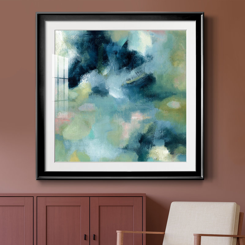 Jardin d'eau - peinture encadrée, Papier encadré noir, H 26,5 po x l 26,5 po x P 1,5 po