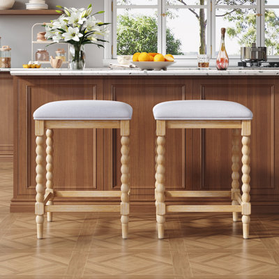 Set of 2 with Upholstered Stools