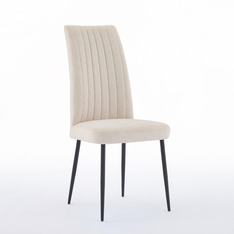 Chaises de salle à manger rembourrées en velours, Beige