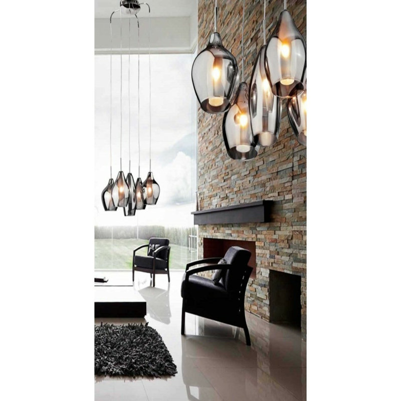Amber Milano 5 - Light Chrome Cluster Pendant, Chrome