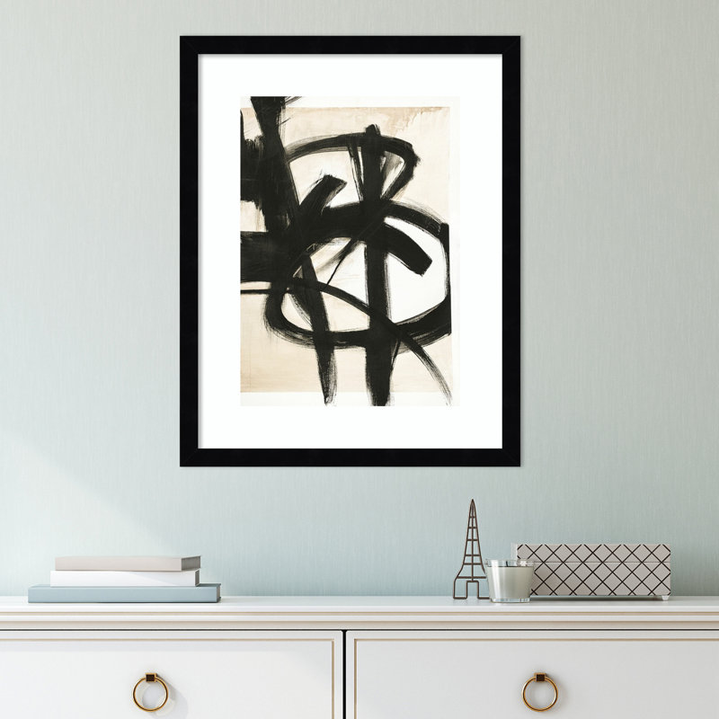 Graphical Shapes 7 by Design Fabrikken, 42.12" H x 32.12" W x 0.88" D, Black Framed Paper