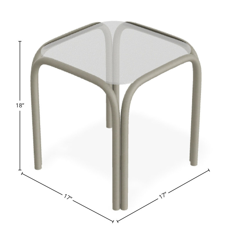 17" Obscure Acrylic Outdoor End Table, Grey/Storm