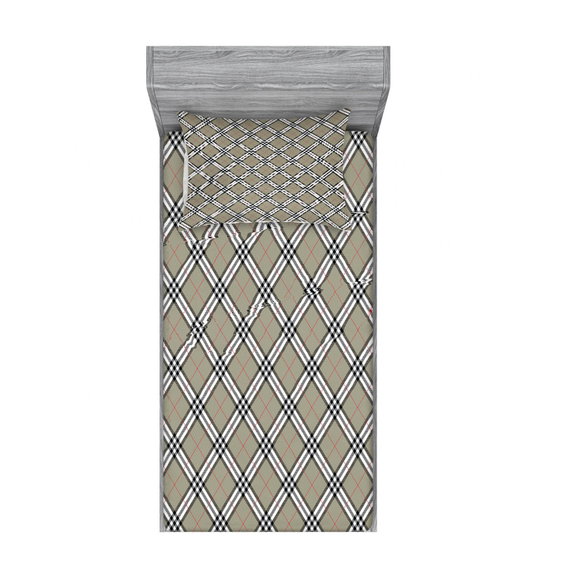 Ensemble de draps Royal Scottish Tan, Ensemble de draps pour lit simple avec drap-housse