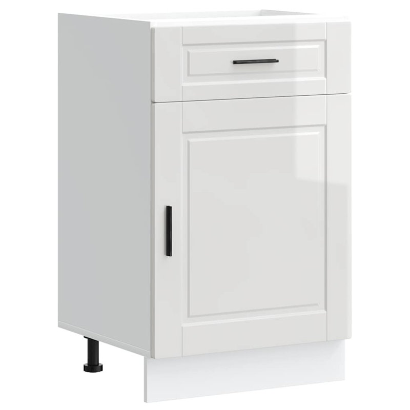 vidaXL Kitchen Base Cabinet Engineered Wood Medium, High Gloss White, 19.69" × 18.11" × 32.09"