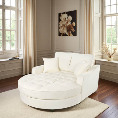 55" Modern Chaise Lounge Sofa Bed Upholstered Sofa Couch With Tufted Seat And Detachable Pillows For Living Room