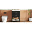 Meuble-lavabo de 24 po avec lavabo en céramique, deux tiroirs, rangement ouvert, motif à vagues rétro, style rétro Palace, trou d'évier, tablette de robinet de 8 po, vague élégante, concept, brillant