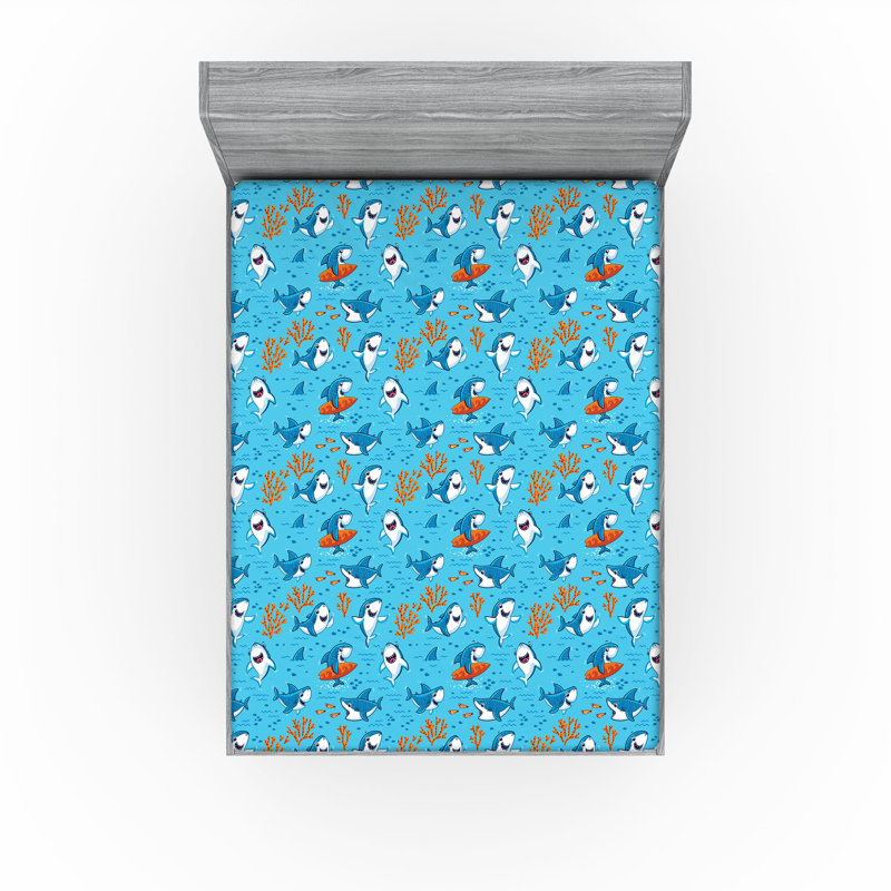 Ensemble de 2 draps-housse Ambesonne Shark, Drap-housse de taille double