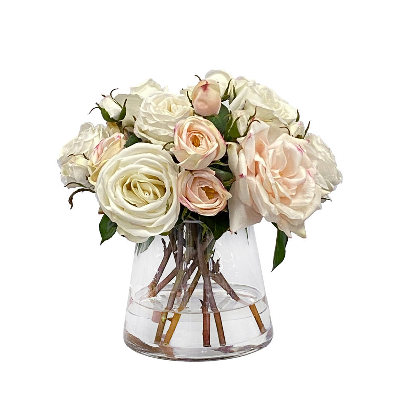 Mixed Roses In Glass