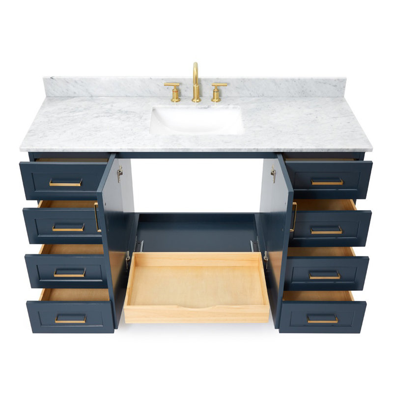 ARIEL TAYLOR 61 IN SINGLE RECTANGLE SINK VANITY, Midnight Blue, Rectangle, 60 Single Central