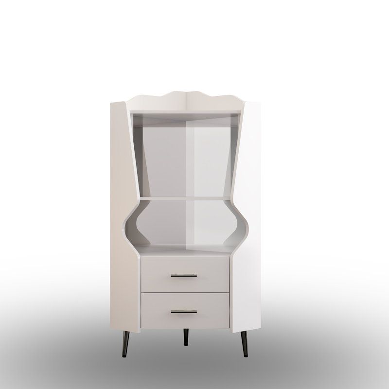 27''W Home Corner Bar Cabinet, White