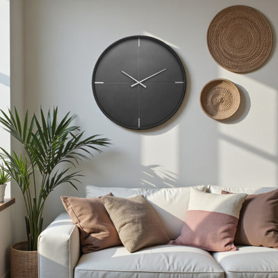 Thorin Round Black Contemporary Modern 30" Wall Clock