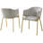 Rectangular Glass With Marble Wrap Dining Set With Linen Chairs-619191356-619191354