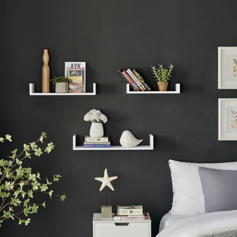 Ismah 3 Piece U-Shaped Floating Shelf, White