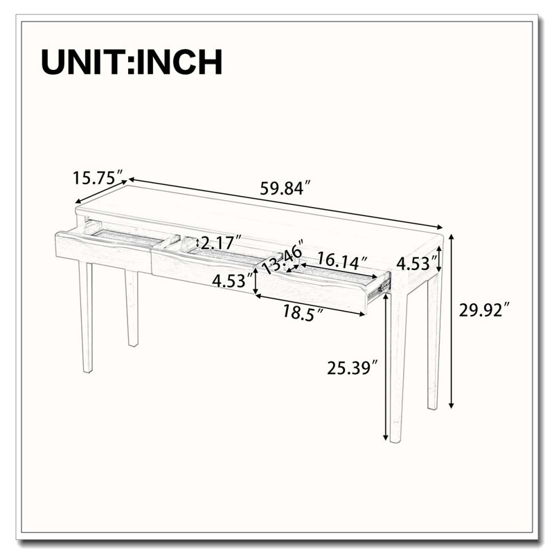 59.84'' Elegant Console Table, Brown
