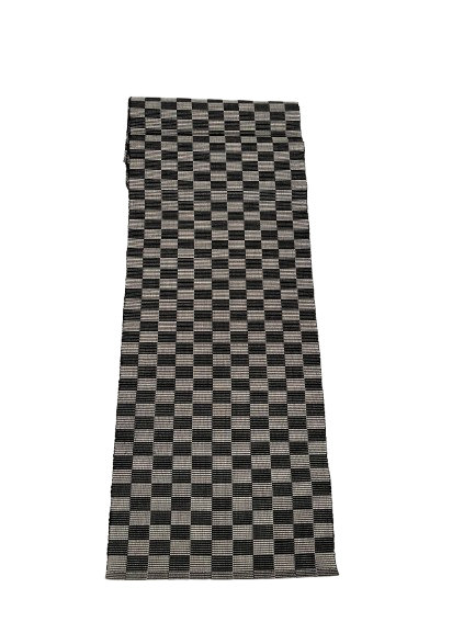 Handloomed Checkered Table Runner, Black