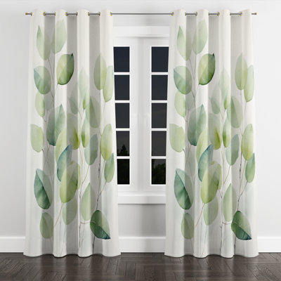 Aureli - Leaves Grommet Curtain - Room Darkening Floral Curtain - 1 Panels