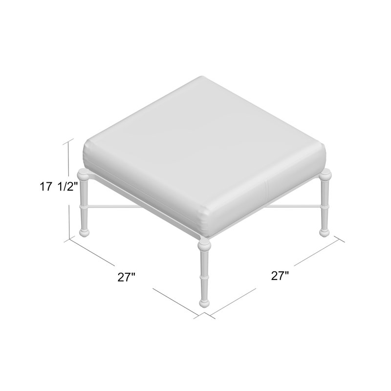 Repose-pieds d'extérieur avec coussin Delphi, Toile toile Sunbrella® Bird's Eye, Étain