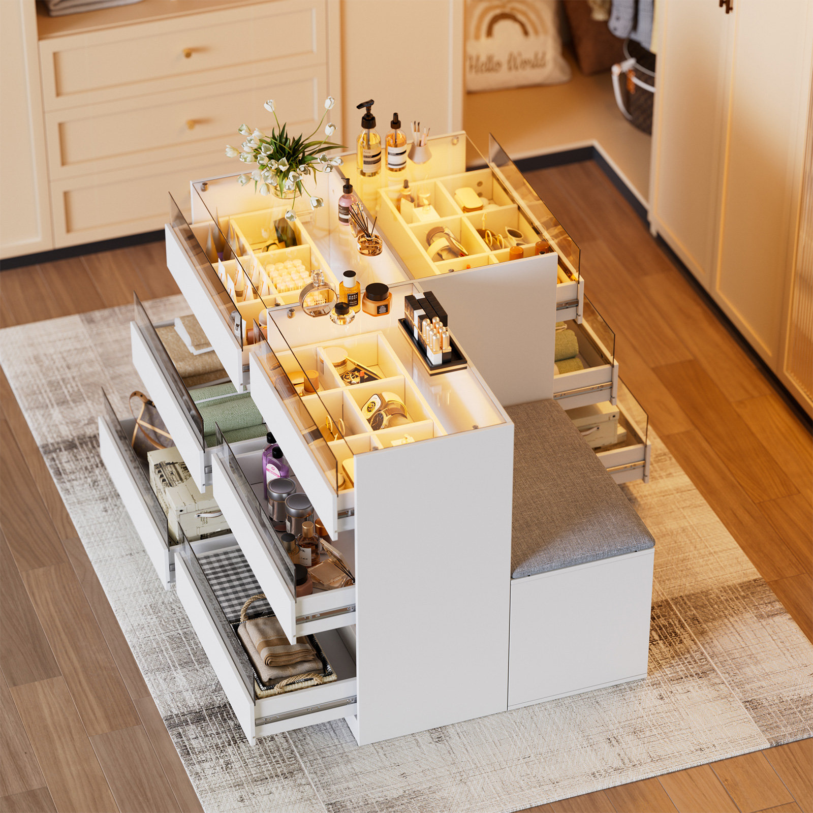 Wrought Studio™ Armoire Bedroom Island, Wardrobe Closet Island Dresser ...