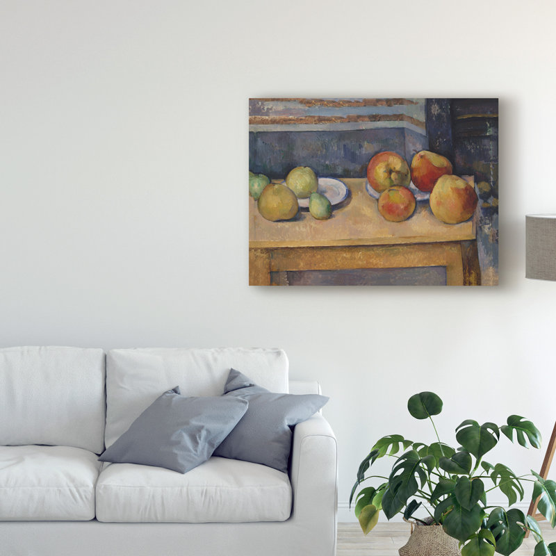 «Still Life with Apples and Pears» par Paul Cezanne - reproduction d'art sur toile, H 14 po x l 19 po x P 2 po