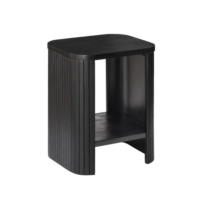 Carlton Solid Wood 2 Tier End Table, Black