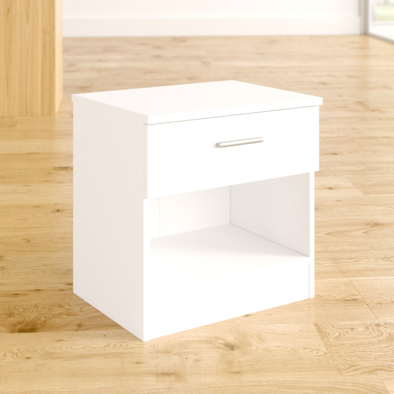 Holmes 45cm W Manufactured Wood Bedside Table, White