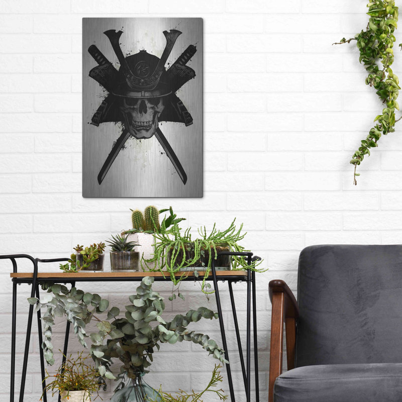 Art mural en métal «Samurai Skull» par Nicklas Gustafsson, H 16 po x l 12 po