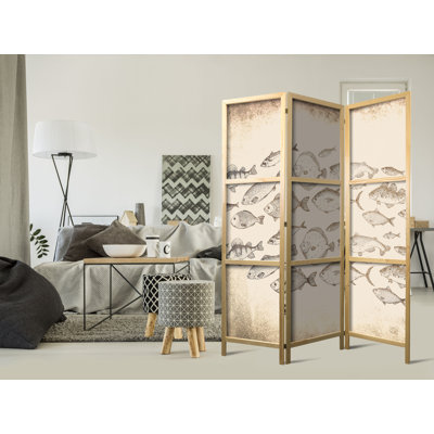 171cm H Solid Wood Folding Room Divider