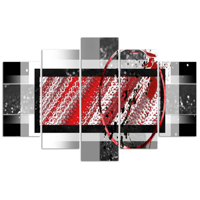 Red Geometric Abstraction - 5 Piece No Frame Print on Canvas