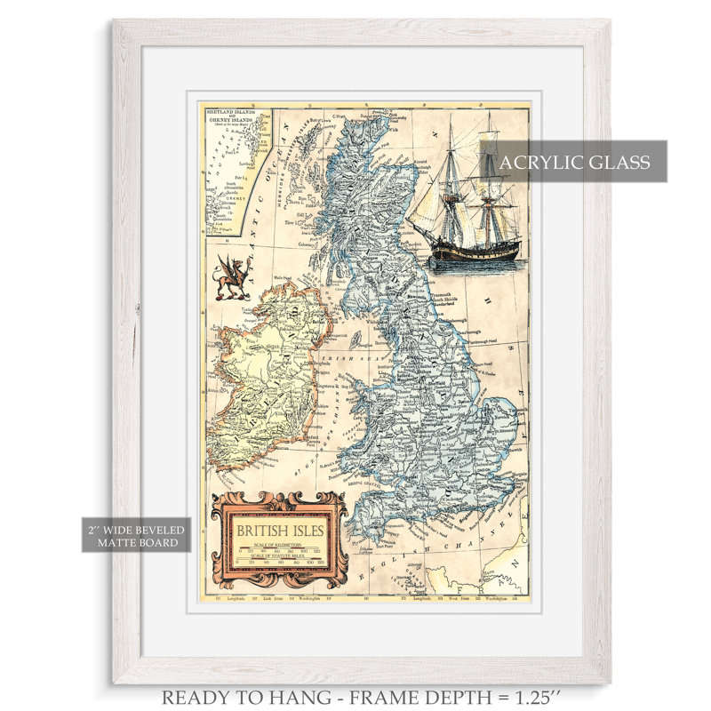 « british a4/papier map » par paul cezanne-cadre photo, impression sur papier, H 22 po x l 16 po x P 1 po, Blanc