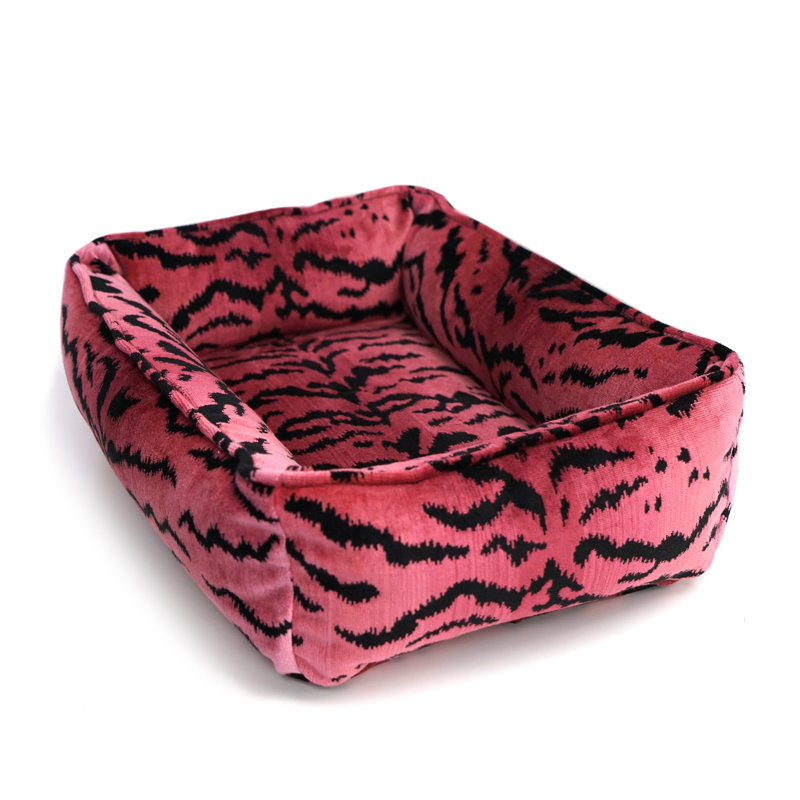 Tigre Dog Bed Bolster, Medium (36" W x 23" D x 9" H), Blue/Black